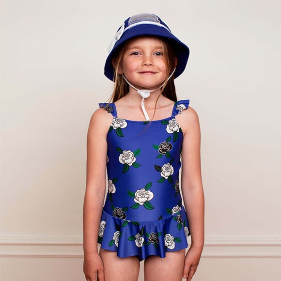 MINI RODINI | ROSE UV SWIMSUIT WITH SKIRT | BLUE | 1.5 - 3 Y - Picture 2 of 7